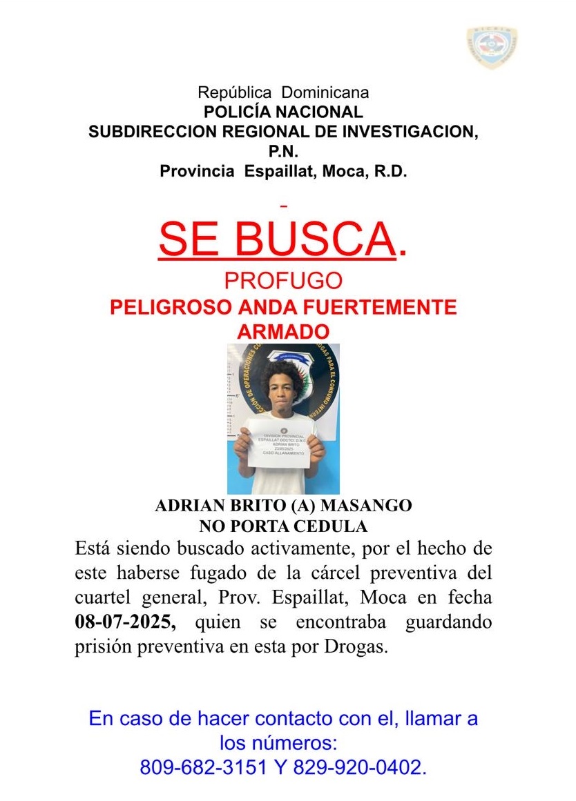 Policía Nacional despliega amplio operativo de búsqueda y captura tras fuga de internos en cárcel preventiva de Moca
