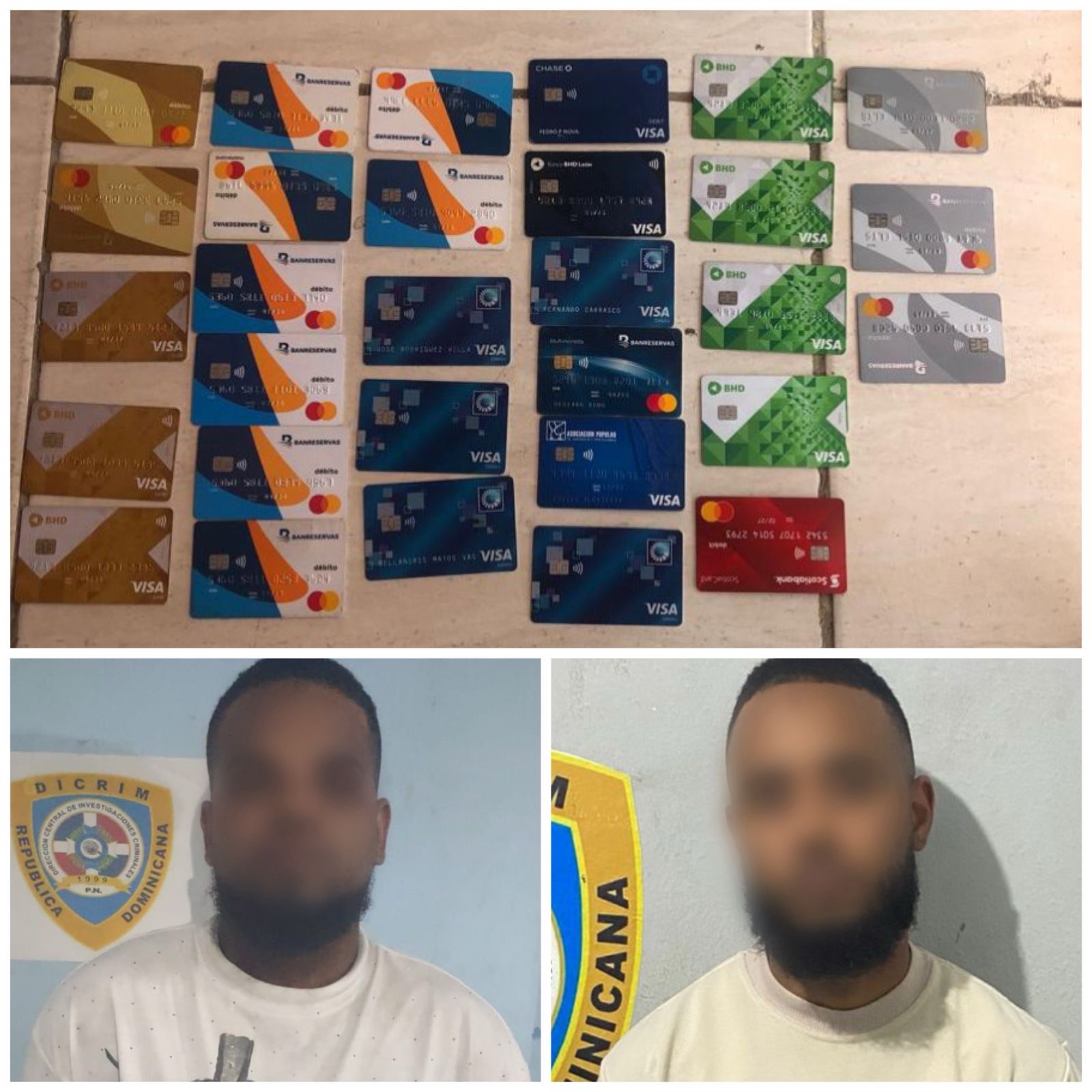 Policía Nacional apresa “El Tuerto” y “Papacito” en flagrante delito por presunto fraude con tarjetas bancarias en Santiago
