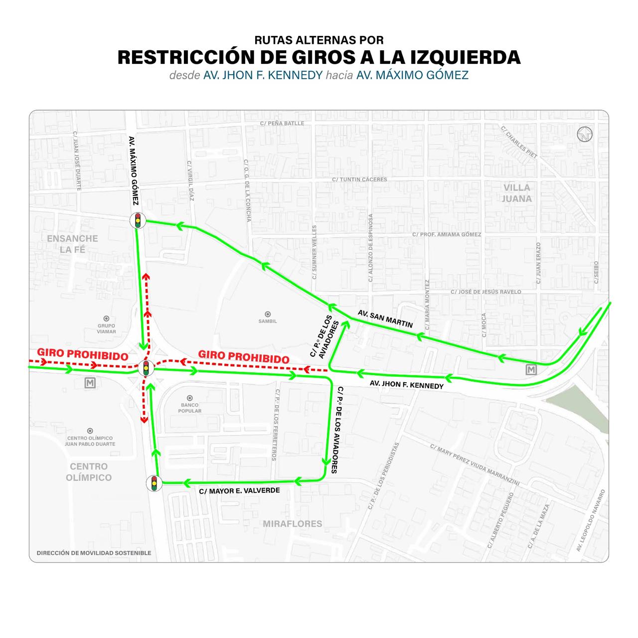 Gabinete de Transporte iniciará este domingo la cuarta fase de restricción de giros a la izquierda