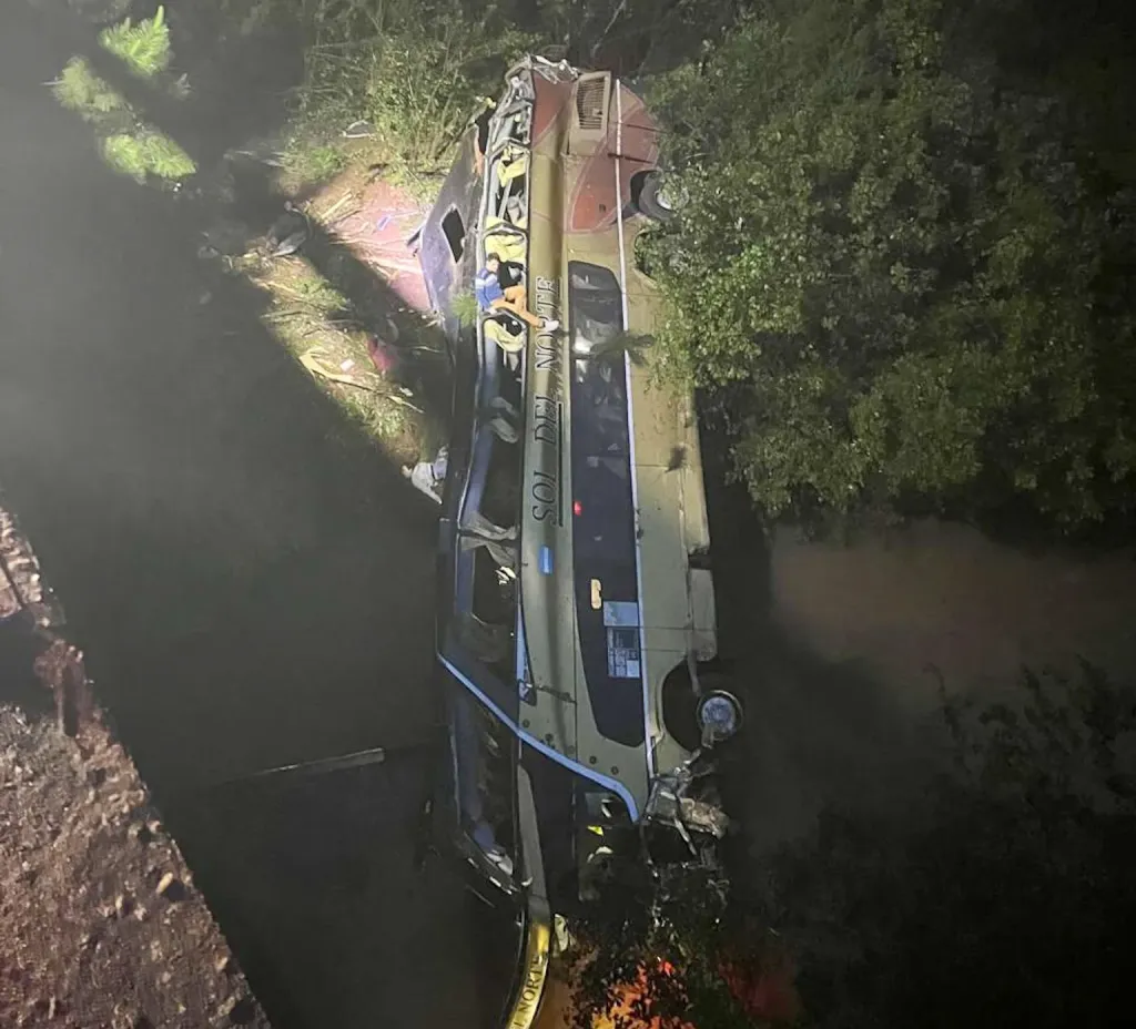 Nueve muertos y varios heridos al caer un ómnibus desde un puente en Argentina