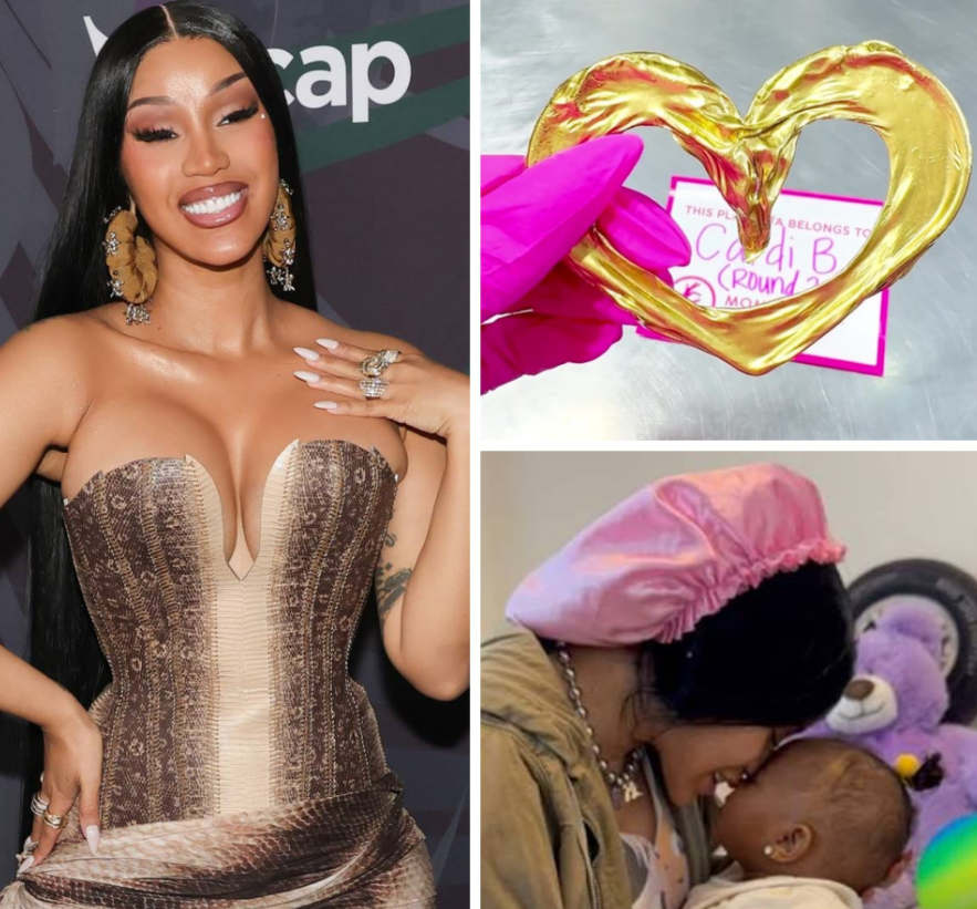 Tras el nacimiento de su cuarto bebé, Cardi B convierte el cordón umbilical en una joya de oro