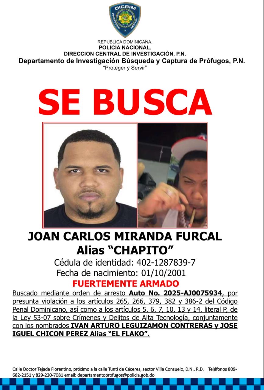 Policía exhorta a cuatro personas a entregarse por presuntos delitos de asociación criminal y alta tecnología Policía exhorta a cuatro personas a entregarse por presuntos delitos de asociación criminal y alta tecnología