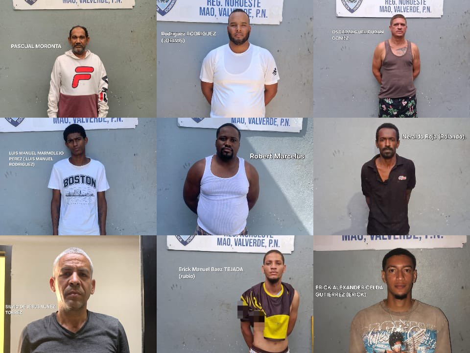 Golpe a la violencia: Policía apresa a nueve implicados en agresión intrafamiliar y delitos sexuales en Mao y Esperanza.