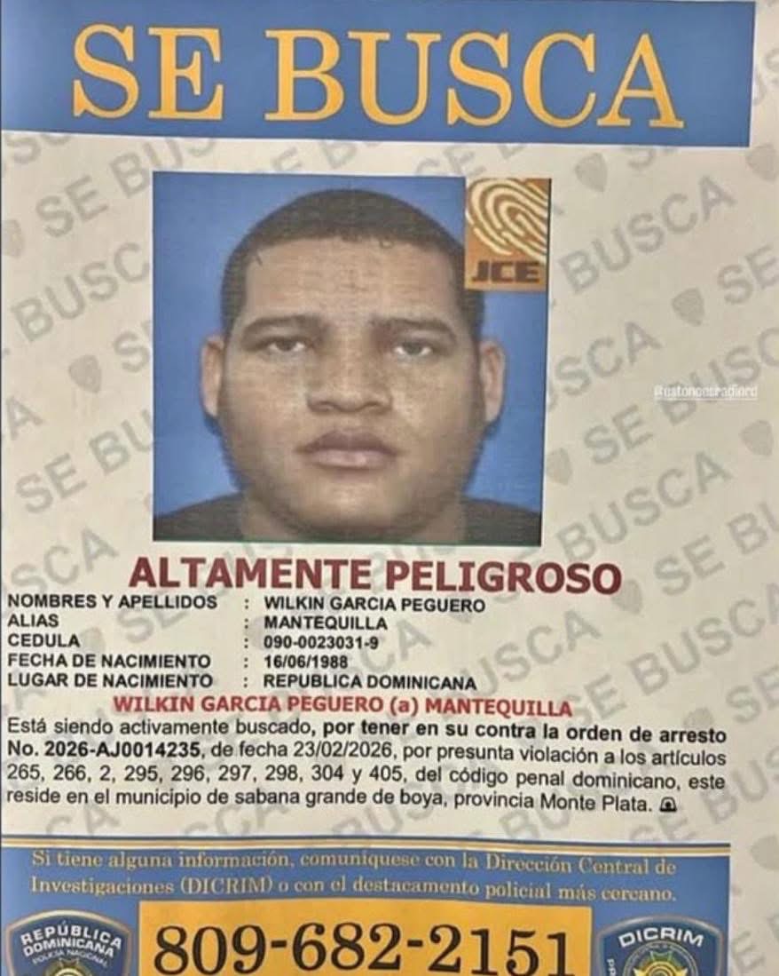 Policía Nacional activa búsqueda de "Mantequilla" por presunta tentativa de homicidio, asociación de malhechores y estafa. Policía Nacional activa búsqueda de "Mantequilla" por presunta tentativa de homicidio, asociación de malhechores y estafa.